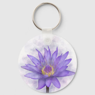 Purple Waterlily flower 7 Key Ring