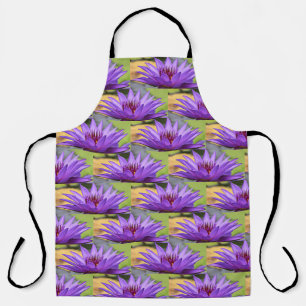 Purple Waterlily Pattern Apron