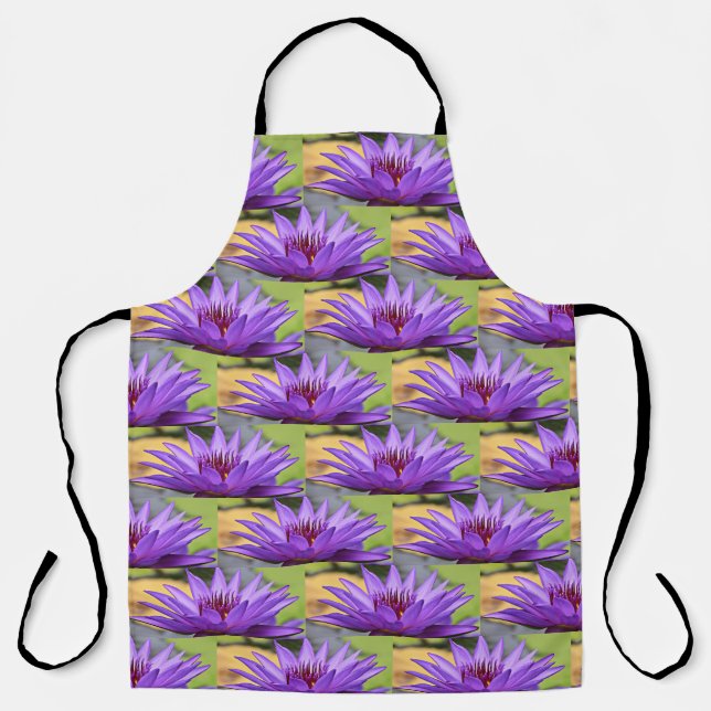 Purple Waterlily Pattern Apron (Front)