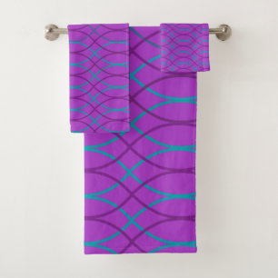 Purple Waves Bath Towel Set