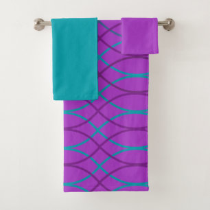 Purple Waves Bath Towel Set