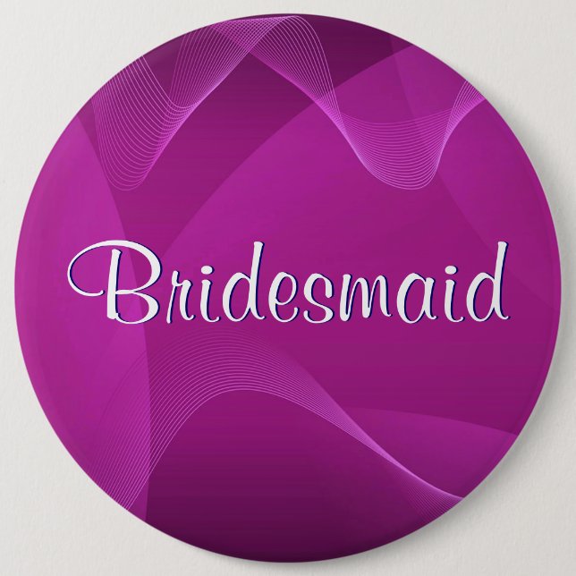 Purple Waves Bridesmaid 6 Cm Round Badge (Front)