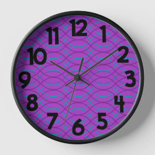 Purple Waves Clock