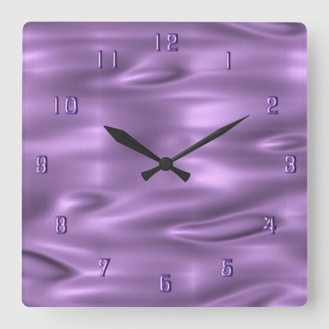 Purple Waves Purple Numbers Wall Clock (Front)