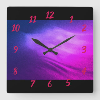 Purple Waves Square Wall Clock