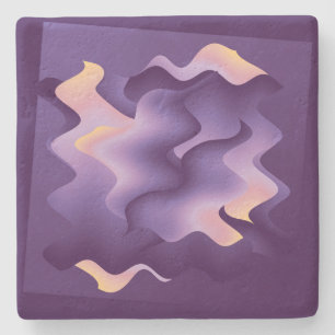 Purple waves stone coaster