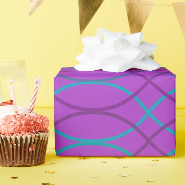Purple Waves  Wrapping Paper (Birthday Party)