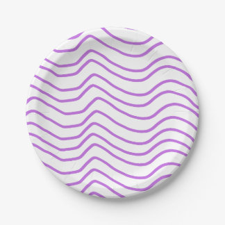 Purple Wavy Line Paper Plates
