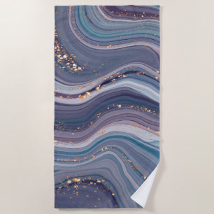 Purple Wavy Marble  Beach Towel