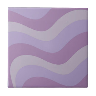 Purple Wavy Stripes Pattern Retro Y2K Chic Ceramic Tile
