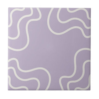Purple Wavy Stripes Pattern Retro Y2K Chic Ceramic Tile