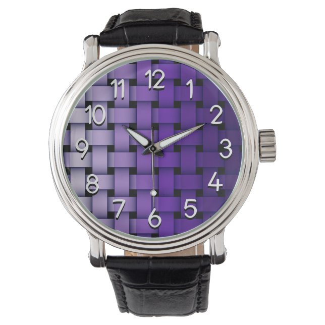 Purple Weave Watch w Vintage Leather Strap (Front)