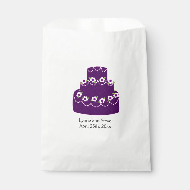 Purple Wedding Cake Favour Bag (Front)