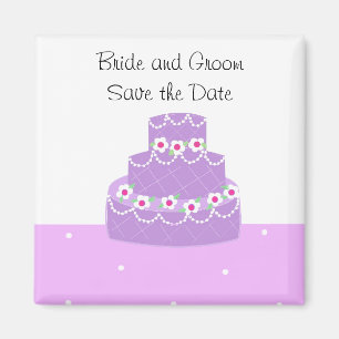 Purple Wedding Cake Save the Date Magnet