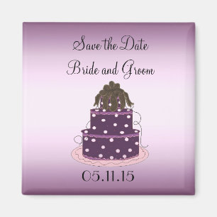 Purple Wedding Cake Save the Date Magnet