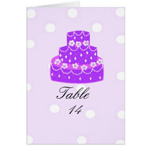 Purple Wedding Cake Table Seating Card