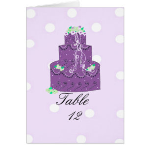 Purple Wedding Cake Table Seating Card