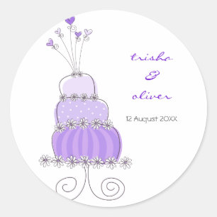 Purple Wedding Cake Thank You Gift Label Sticker