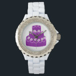 Purple Wedding Cake Watch<br><div class="desc">A lovely design featuring a three tier purple wedding cake with floral accents.</div>