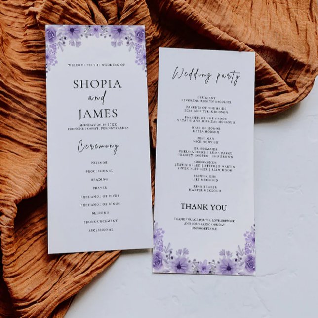 Purple Wedding Ceremony Program Template (Purple Wedding Ceremony Program Template)