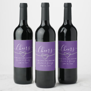 Purple Wedding Cheers Wine Label