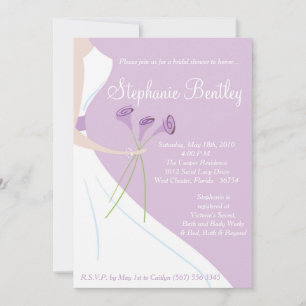 Purple Wedding Dress Bridal Shower Invitation