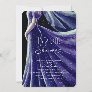 purple wedding gown bridal shower #5 invitation