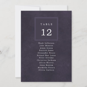 Purple wedding guests seating chart table number