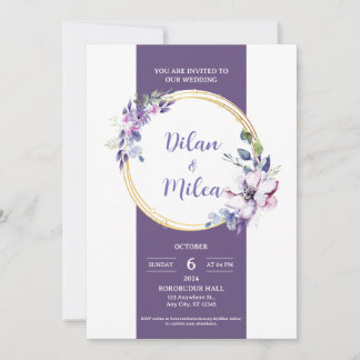 Purple Wedding Invitation Card
