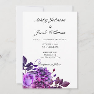 Purple wedding invitation. Lavender flowers invite
