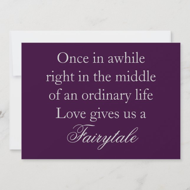 Purple Wedding Invitations with Love Quote (Front)
