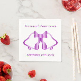Purple Wedding Napkins Bells And Ribbon
