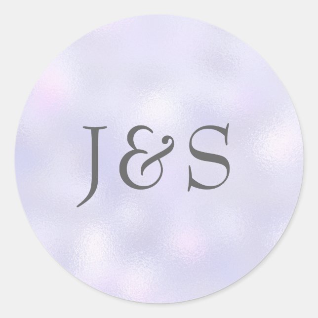 Purple wedding personalized initial stickers (Front)