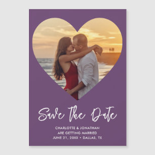 Purple Wedding Photo Save The Date Magnetic Card