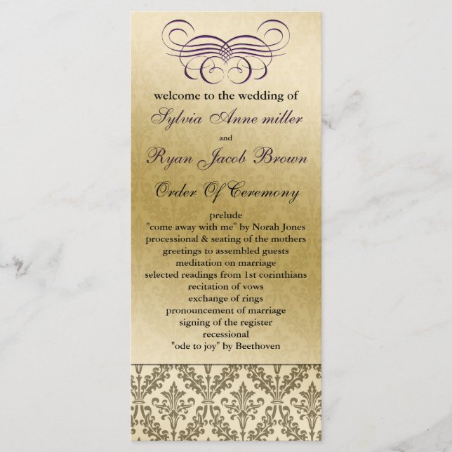 purple Wedding program (Front)
