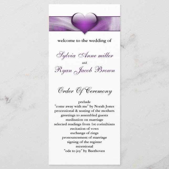 purple Wedding program (Front)