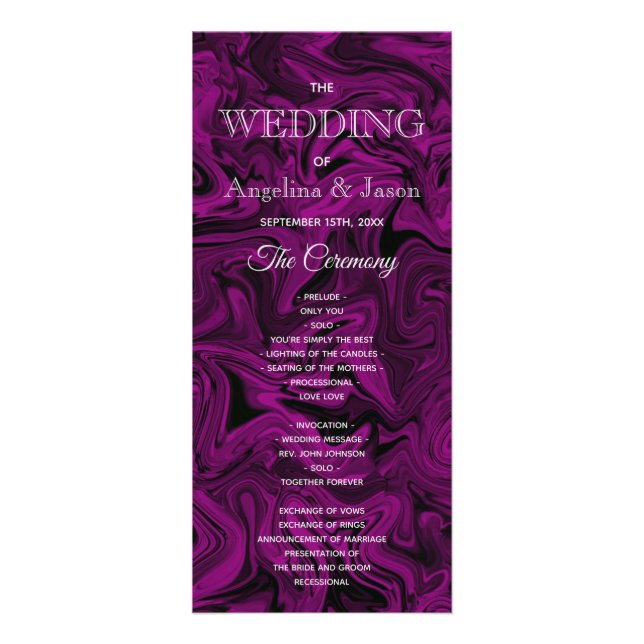 Purple Wedding Program Rack Card (Front)