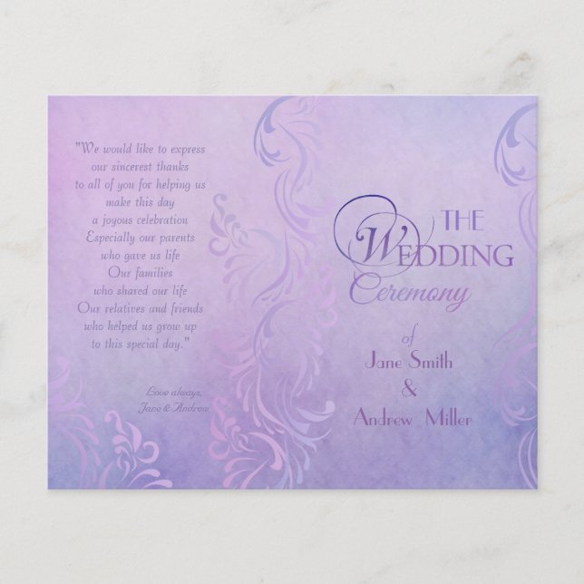 Purple wedding programs (Front)