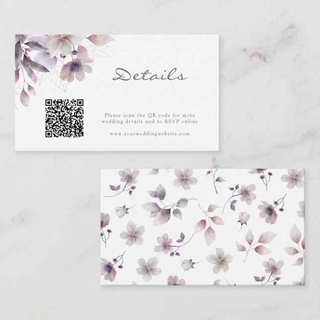 Purple Wedding QR Code Card (Front/Back)