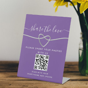 Purple Wedding QR Code Photo Sharing Sign