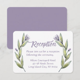 Purple Wedding Reception Floral Laurel Leaves Invitation