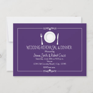 Purple Wedding Rehearsal Dinner Invitation