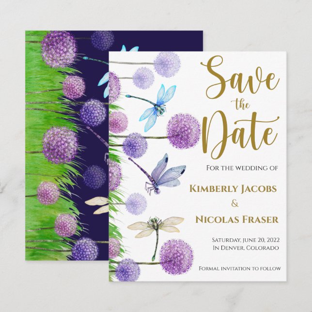 Purple wedding save the date (Front/Back)