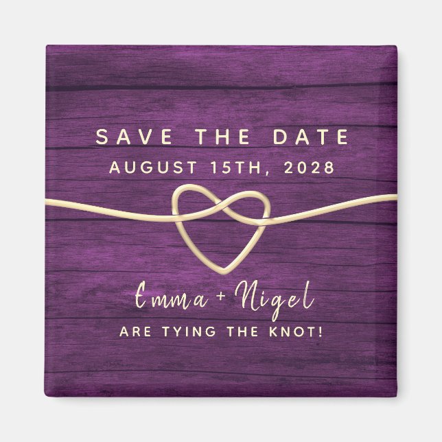Purple Wedding Save The Date Invitation Magnet (Front)