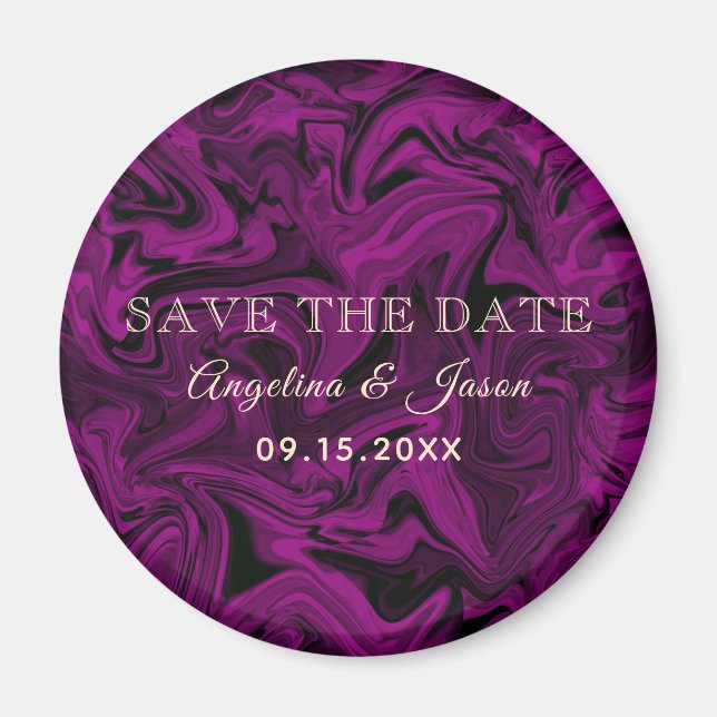 Purple Wedding Save The Date Invitation Magnet (Front)