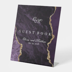  Purple Wedding Scrip Agate Luxury Violet  Pedestal Sign