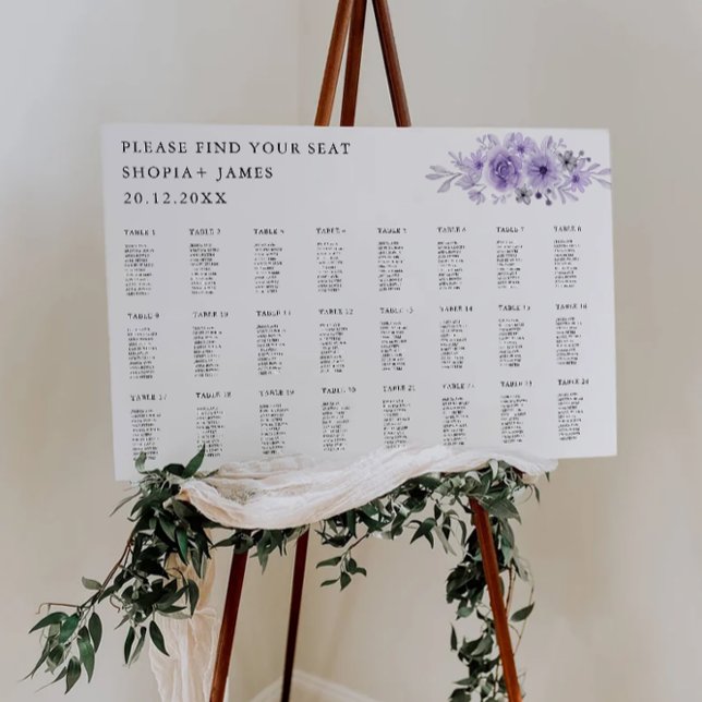 Purple Wedding Seating Chart Template (Purple Wedding Seating Chart Template)