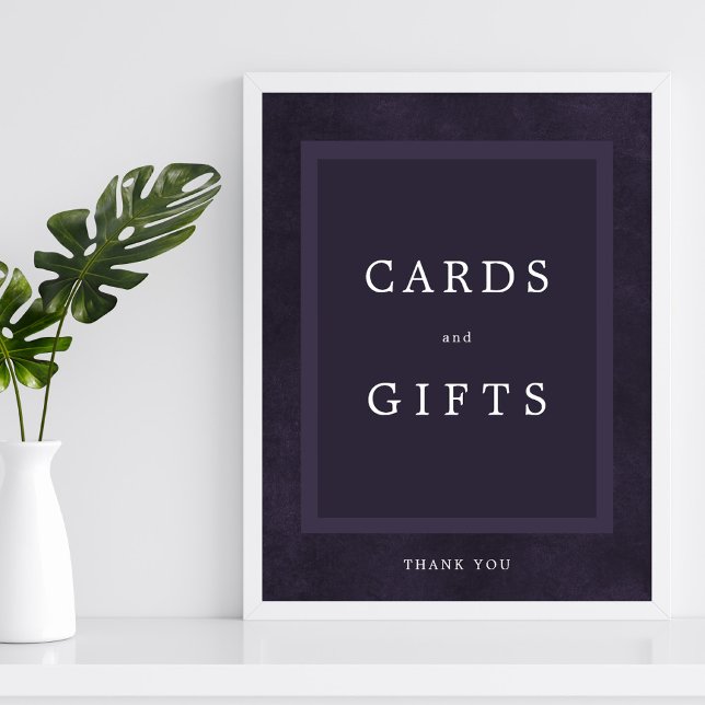 Purple wedding simple elegant cards and gifts sign (Creator Uploaded)