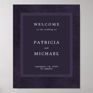 Purple wedding simple modern elegant welcome sign