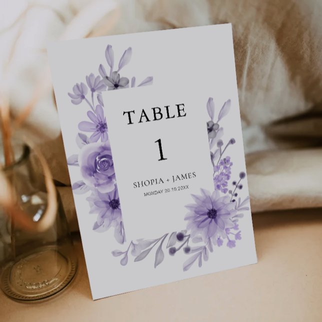 Purple Wedding Table Cards Template (Purple Wedding Table Cards Template)